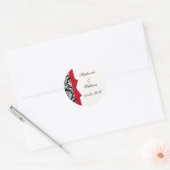 Classic Red Damask Wedding Label Runder Aufkleber (Umschlag)
