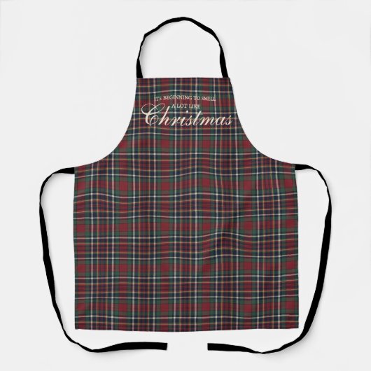 Classic Red Dark Blue Green Plaid Pattern Apron Schürze (Vorderseite)