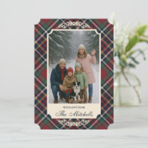 Classic Red Dark Blue Green Plaid Pattern