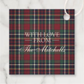 Classic Red Dark Blue Green Plaid Pattern Geschenkanhänger (Rückseite)