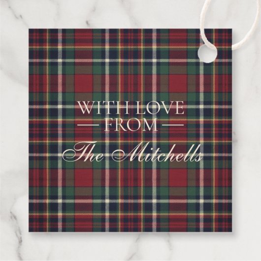 Classic Red Dark Blue Green Plaid Pattern Geschenkanhänger (Rückseite)