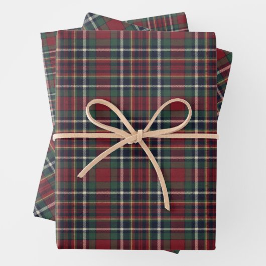 Classic Red Dark Blue Green Plaid Pattern Geschenkpapier Set (Beispiel)