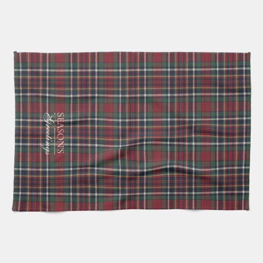 Classic Red Dark Blue Green Plaid Pattern Geschirrtuch (Horizontal)