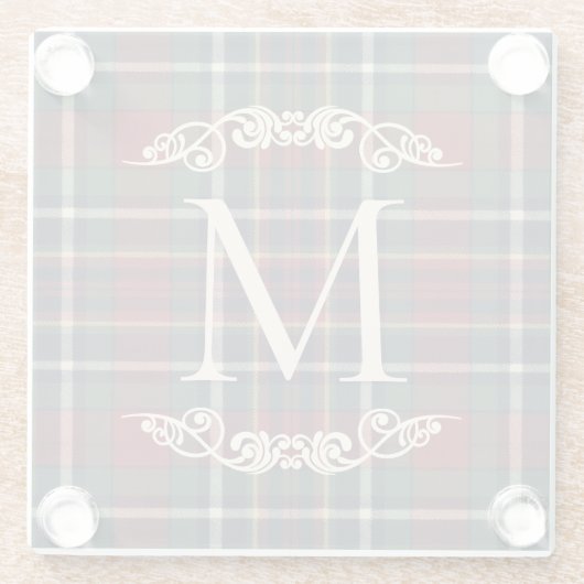 Classic Red Dark Blue Green Plaid Pattern Glasuntersetzer (Rückseite)