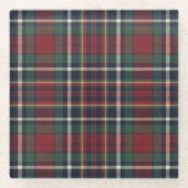 Classic Red Dark Blue Green Plaid Pattern Glasuntersetzer (Vorderseite)