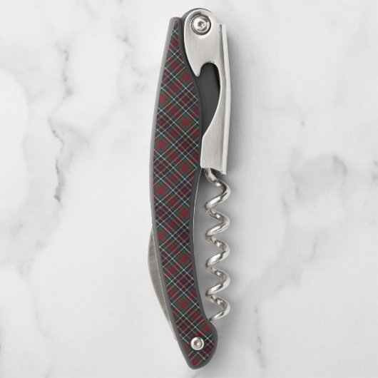 Classic Red Dark Blue Green Plaid Pattern Kellnermesser (Rückseite)