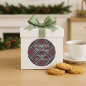 Classic Red Dark Blue Green Plaid Pattern Runder Aufkleber