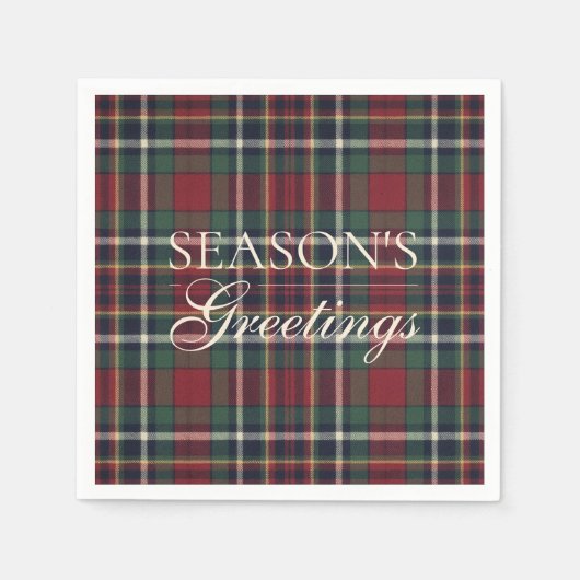 Classic Red Dark Blue Green Plaid Pattern Serviette (Vorderseite)