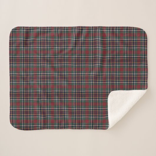 Classic Red Dark Blue Green Plaid Pattern Sherpadecke (Vorderseite (Horizontal))
