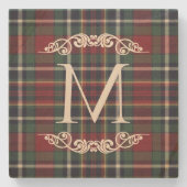 Classic Red Dark Blue Green Plaid Pattern Steinuntersetzer (Vorderseite)