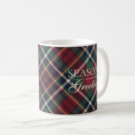 Classic Red Dark Blue Green Plaid Pattern Two-Tone Kaffeetasse (VorderseiteRechts)