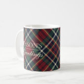 Classic Red Dark Blue Green Plaid Pattern Two-Tone Kaffeetasse (Vorderseite Links)