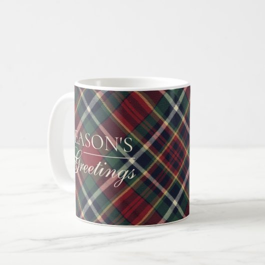 Classic Red Dark Blue Green Plaid Pattern Two-Tone Kaffeetasse (Vorderseite Links)