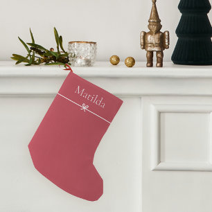 Classic Red   Einfache Minimalistische Bogen Perso Kleiner Weihnachtsstrumpf