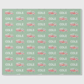 Classic Red Fireruck Custom Firefighter Theme Geschenkpapier (Flach)