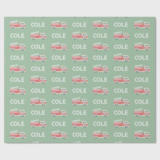 Classic Red Fireruck Custom Firefighter Theme Geschenkpapier (Flach)