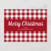 Classic Red Gingham Kariert Weihnachten Postkarte (Vorderseite)