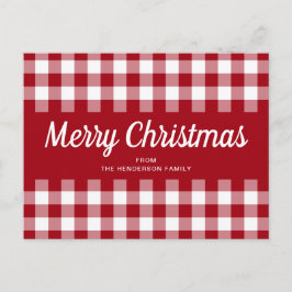 Classic Red Gingham Kariert Weihnachten Postkarte