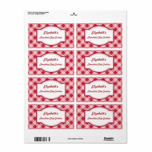 Classic Red Gingham Kitchen Labels (Vorne)