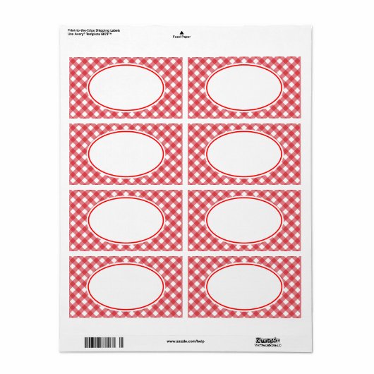 Classic Red Gingham Kitchen Labels (Vorne)