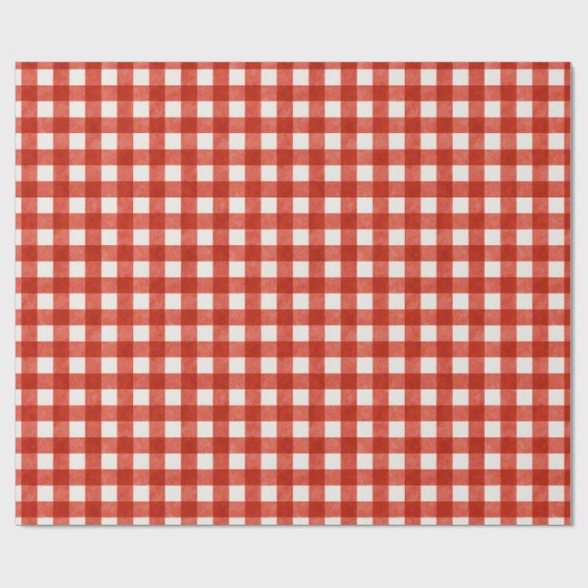 Classic Red Gingham Plaid Christmas Geschenkpapier (Flach)