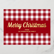 Classic Red Gingham Weihnachtsskript Gold
