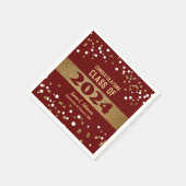 Classic Red Gold Class 2024 Name Abschluss Serviette (Ecke)