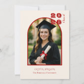 Classic Red Graduation with Photo Party Einladung (Rückseite)