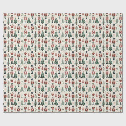 Classic Red & Green Christmas Nutcracker Pattern Geschenkpapier (Flach)