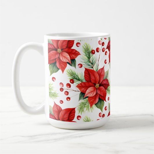 Classic Red & Green Christmas Poinsettias Holiday Kaffeetasse (Links)