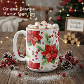 Classic Red & Green Christmas Poinsettias Holiday Kaffeetasse