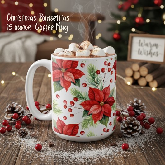 Classic Red & Green Christmas Poinsettias Holiday Kaffeetasse