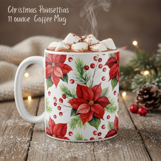 Classic Red & Green Christmas Poinsettias Holiday Kaffeetasse