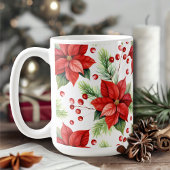 Classic Red & Green Christmas Poinsettias Holiday Kaffeetasse