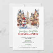 Classic red green Christmas scene party card Einladung (Vorderseite)