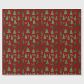 Classic Red & Green Christmas Tree Jolly Pattern Geschenkpapier (Flach)