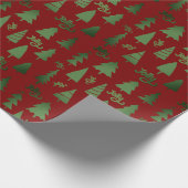 Classic Red & Green Christmas Tree Jolly Pattern Geschenkpapier (Ecke)