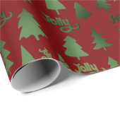 Classic Red & Green Christmas Tree Jolly Pattern Geschenkpapier (Rolleneckpunkt)