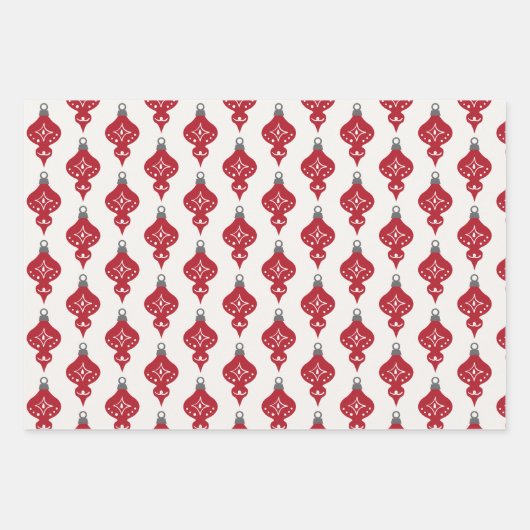 Classic Red Green Festive Ornament Christmas Geschenkpapier Set (Vorderseite 3)