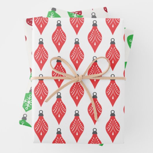 Classic Red Green Festive Ornament Christmas Geschenkpapier Set (Beispiel)