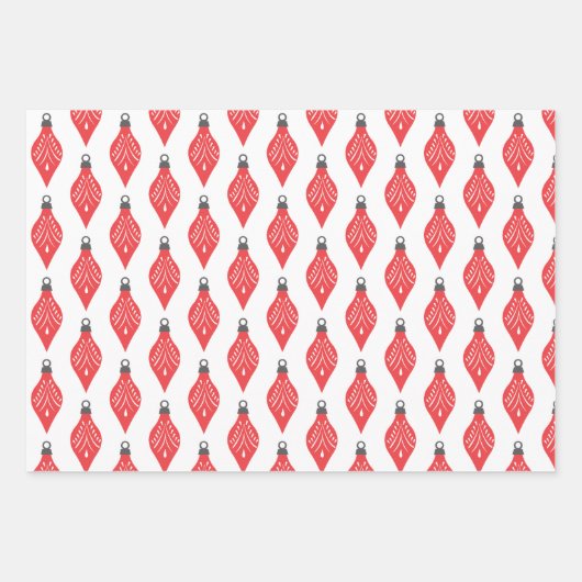 Classic Red Green Festive Ornament Christmas Geschenkpapier Set (Vorderseite)