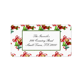 Classic Red Green Gold Bells Weihnachtsadresse Adressaufkleber