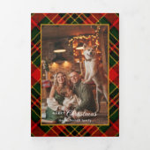 Classic Red, Green, Gold Christmas Plaid 1-Photo Dreifach Gefaltete Karte (Cover)