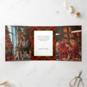 Classic Red, Green, Gold Christmas Plaid 1-Photo Dreifach Gefaltete Karte (Innenseite)