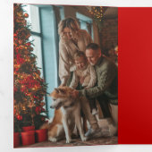 Classic Red, Green, Gold Christmas Plaid 1-Photo Dreifach Gefaltete Karte (Innen Erste Seite)
