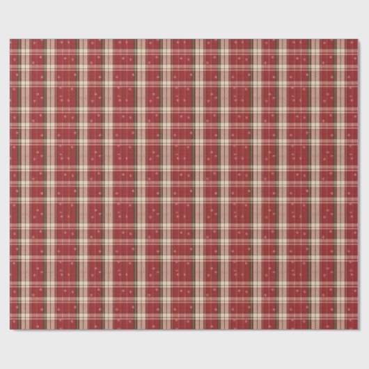 Classic Red & Green Holiday Tartan Snowflakes Geschenkpapier (Flach)