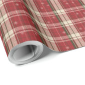 Classic Red & Green Holiday Tartan Snowflakes Geschenkpapier (Rolleneckpunkt)