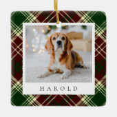 Classic Red Green Kariert Personalisiert Pet Dog F Keramikornament (Vorderseite)