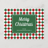 Classic Red Green Karos Muster Weihnachten Postkarte (Vorderseite)
