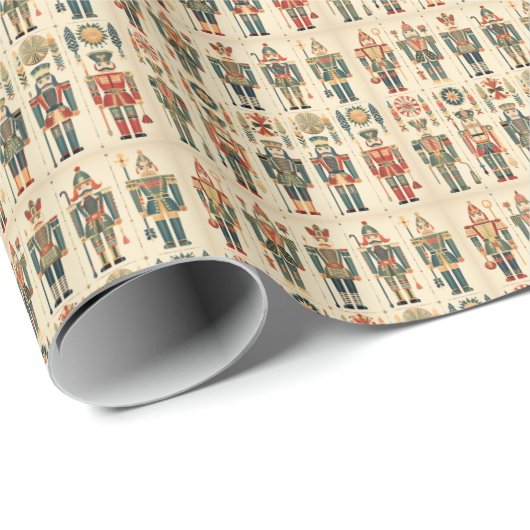 Classic Red & Green Nutcracker Elegance Geschenkpapier (Rolleneckpunkt)